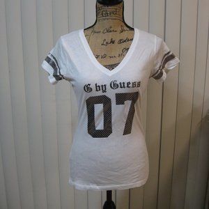 NWT Guess white black graphic t shirt top XS extra small